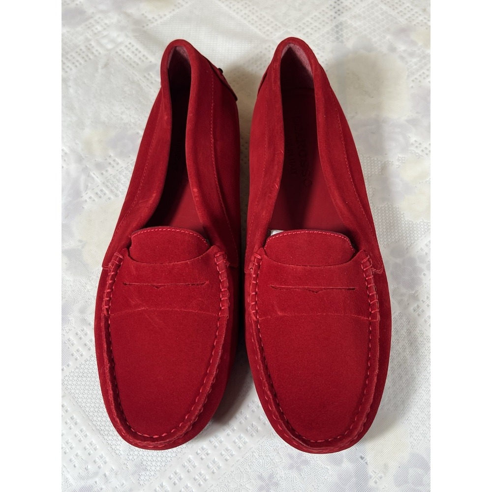 SCAROSSO ASHLEY Red Suede Driving Loafer Italian Italy US 9.5 Eur 40  $330